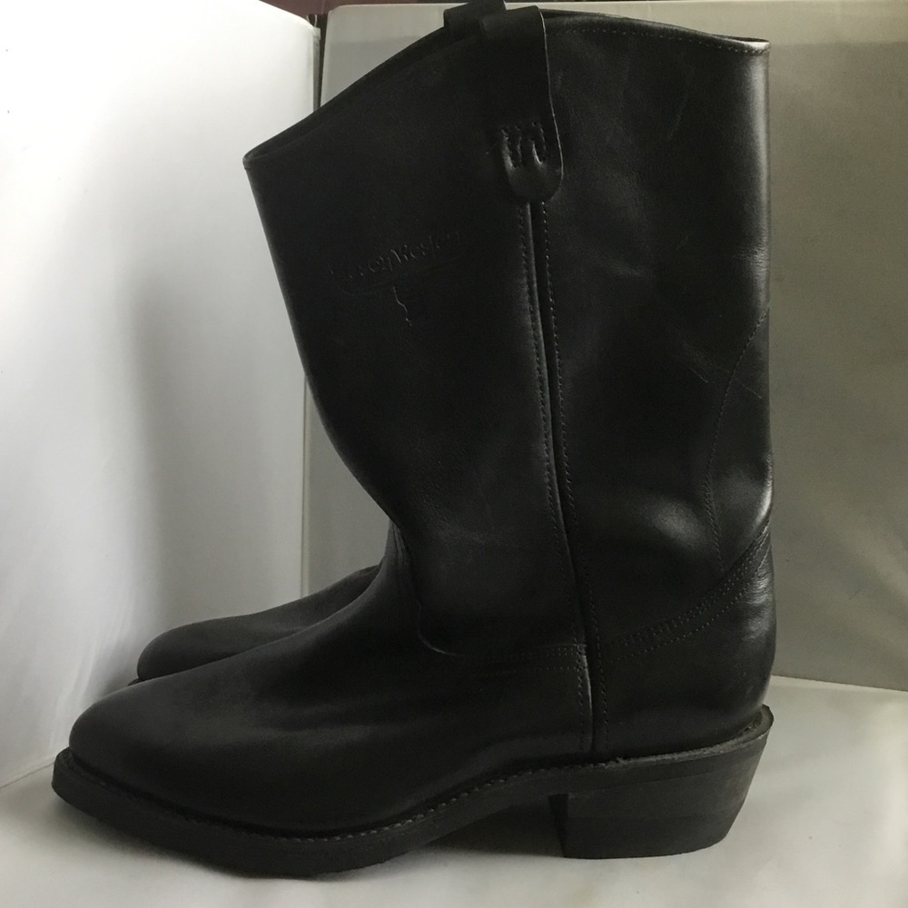 Unbranded Men's Black Leather Pull-On Western Boots